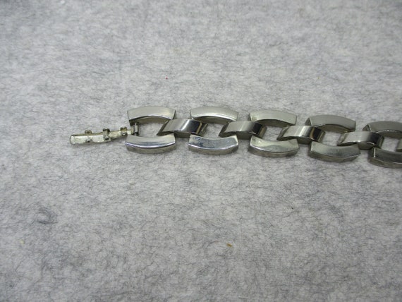 Vintage Men's Stainless Silver Link Chain Bracele… - image 2