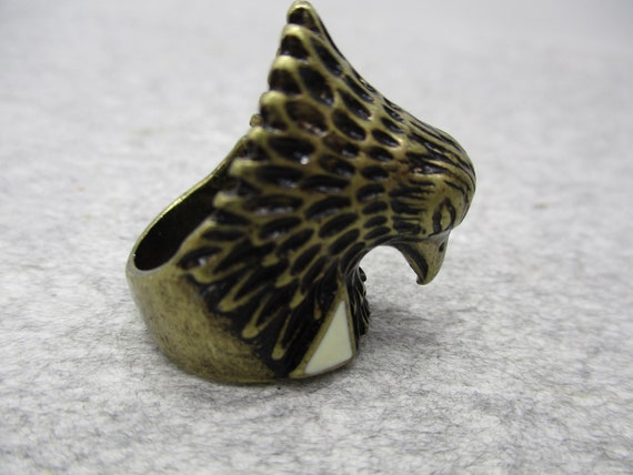 Vintage Antique Gold Eagle Profile Ring Costume J… - image 6