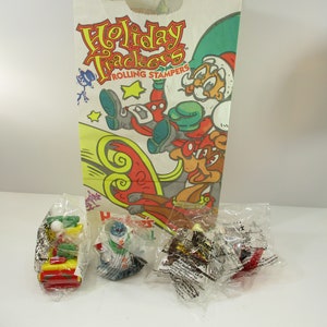 Hardees 1996 Funmeal Christmas Holiday Trackers 4 Ornaments Original Bag #1