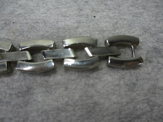 Vintage Men's Stainless Silver Link Chain Bracele… - image 3