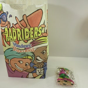 1996 Radriders Toy Kids Meal Rollerblader Toy Original Hardees Bag