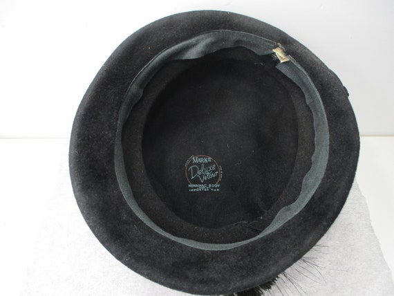 Vintage Black Cloche Ladies Women Hat Mark III De… - image 5