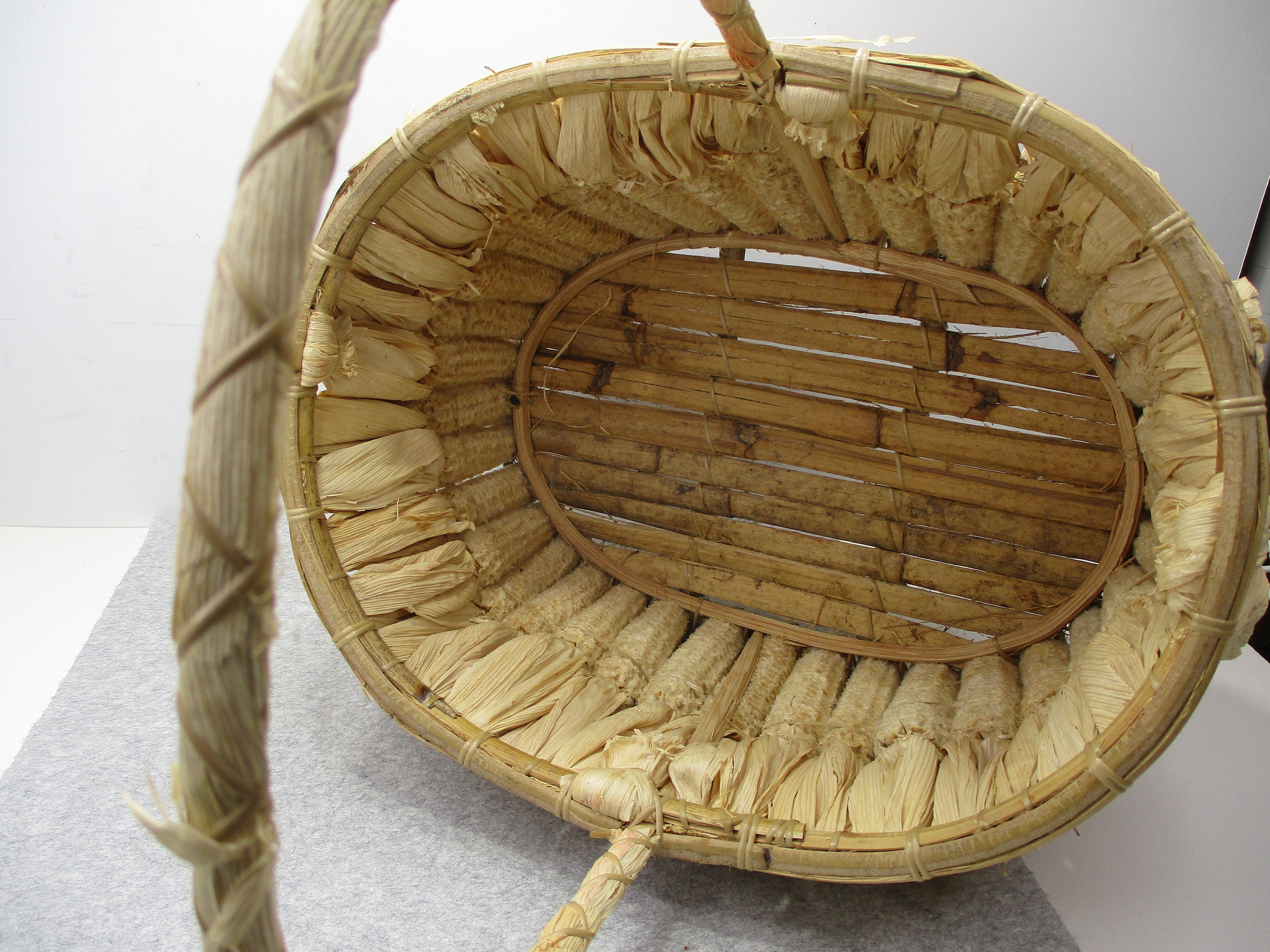 Decorative vintage corn husk basket W/ white birch twigs - household items  - by owner - housewares sale - craigslist