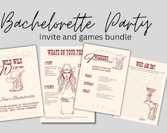 Pacchetto di giochi per addio al nubilato a tema cowgirl / Festa di addio al nubilato "Wild Wild Wife" (Download immediato)