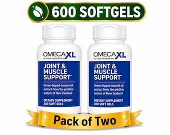 2 Bottles - Omega XL Green Lipped Mussel Joint Health Relief Supplement 600 Softgels
