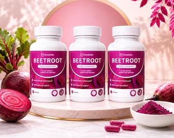 3 Bottles-Rosabella Organic Beetroot Capsules – Circulation, Immunity, Energy Support, Anti-Aging Exp 08/29