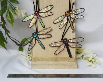 Handmade Stained Glass Iridescent Dragonfly Suncatcher in Color of Your Choice
