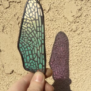 Laser Cut Stained Glass Laminated Dichroic Film Dragonfly Back Wing image 6