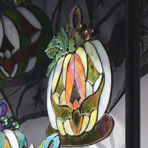 Vidrieras hechas a mano, gran caramelo, maíz, iridiscente, Bat-O-Lantern, calabaza, Suncatcher imagen 3