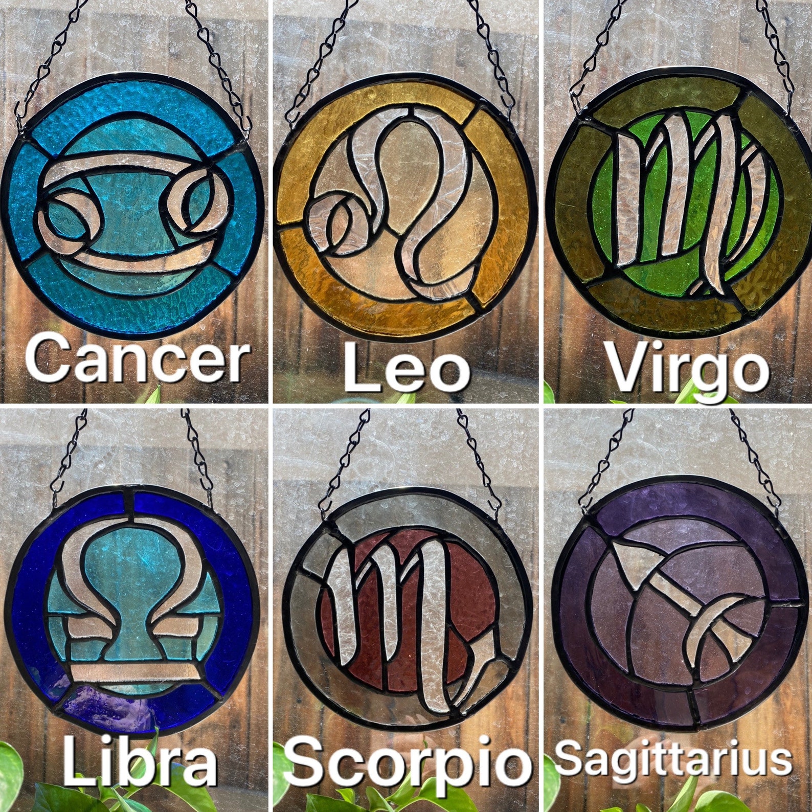Made To Order Handmade Stained Glass Zodiac Sign Suncatcher Etsy