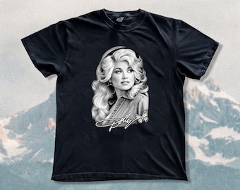 Dolly Parton Portrait Signature T-Shirt, In Memory of Dolly Tee, Vintage Tribute Shirt, Country Music Legend Tee