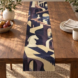 Surreal Chess Maze Table Runner | Cotton Poly