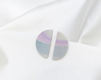 Periwinkle Marble Studs // //  Polymer Clay Earring, Post Earrings, Statement Earrings, Minimalist Earring, Modern Earring