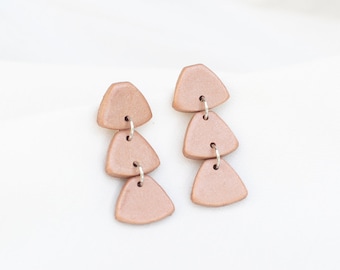 Copper Mini Mini Triangle // Dangle Earrings, Polymer Clay Earring, Statement Earrings, Minimalist Earring, Modern Earring