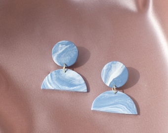Skies [Half Moon] //  Polymer Clay Earring, Dangle Earrings, Statement Earrings, Minimalist Earring, Modern Earring