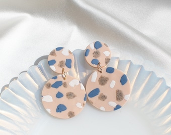 Pink Terrazzo Circle // Polymer Clay Earring, Dangle Earrings, Statement Earrings, Minimalist Earring, Modern Earring