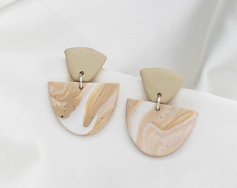 Sandy Marble //  Polymer Clay Earring, Dangle Earrings, Statement Earrings, Minimalist Earring, Modern Earring