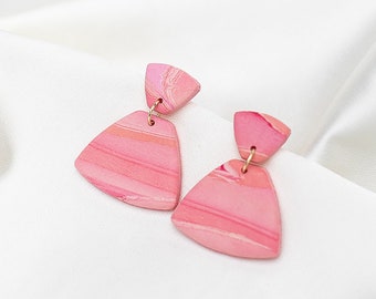Hayley  Marble Triangle // Polymer Clay Earring, Dangle Earrings, Statement Earrings, Modern Earring