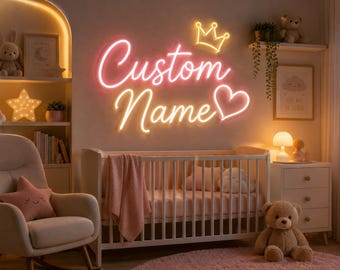 Custom Neon Name Sign, Personalized LED Neon Light, Acrylic Wall Decor, Bedroom Nursery kids Room Decor
