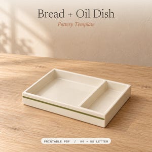 Bread + Oil Dish Pottery Template | Slab Building PDF, 5 Shrinkage Options, A4 + US Letter | Commercial License