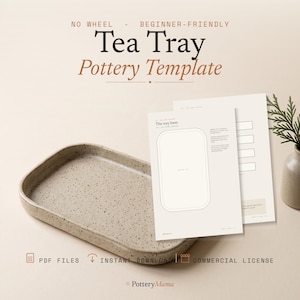 Tea Tray Pottery Template | Slab Built Serving Tray PDF | No Wheel Needed