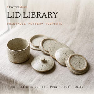 Sjabloon voor dekselbibliotheek van aardewerk | Plaatgebaseerd dekselbibliotheekpatroon, geen draaischijf nodig | Printbare PDF voor beginners | Commerciële licentie