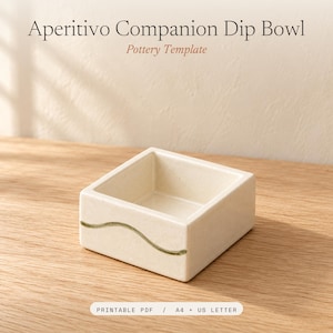 Companion Dip Bowl Pottery Template | Slab Building PDF, 5 Shrinkage Options, A4 + US Letter | Commercial License