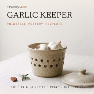 Garlic Keeper Pottery Template | Slab Built Garlic Keeper Pattern, No Wheel Needed | Printable PDF for Beginners | Commercial License