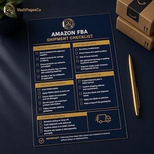 Amazon FBA-leveranschecklista utskrivbar | FBA-förberedelse- och leveransguide | Amazon-säljarchecklista PDF