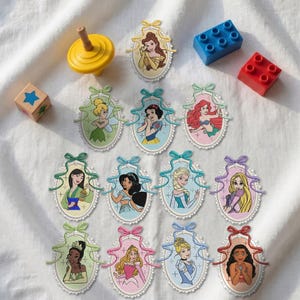 Disney Princess Cameo Custom Embroidered Patch, Vintage Retro Portrait Iron-on Patch, Theme Park Fan Velcro patch, Denim Jacket DIY