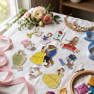 Beauty and the Beast Custom Embroidered Patch, Retro Fairytale Movie Iron-on Patch, Bookworm Cosplayer Velcro patch, Jacket Decor