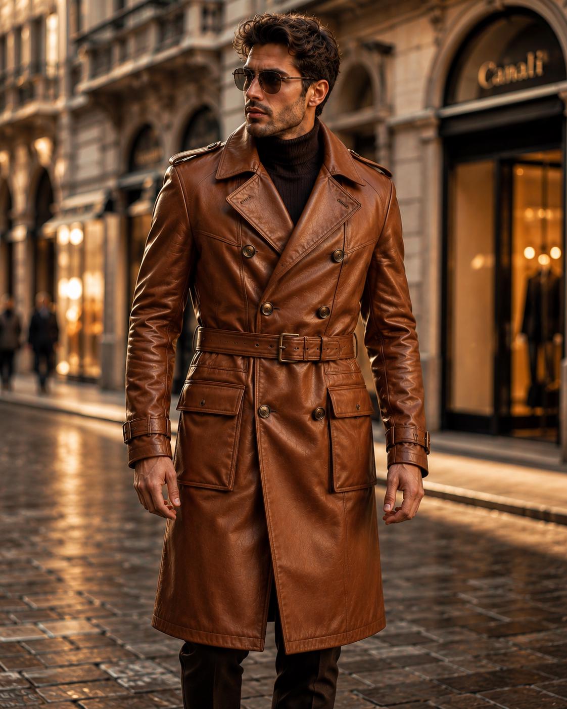 HAUTE　牛革 トレンチコート　イタリア製　ヴィンテージ Mens Long Italian Leather Trench Coat - Etsy