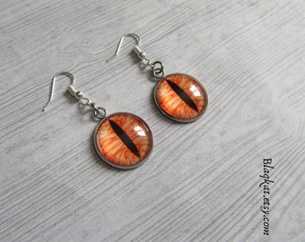 Orange Dragon Eye Earrings, Gifts for Dragon Lovers, Fantasy Jewellery