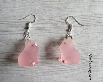 Cute Pale Pink Pig Earrings, Whimsical Jewellery Gifts for Piglet lovers