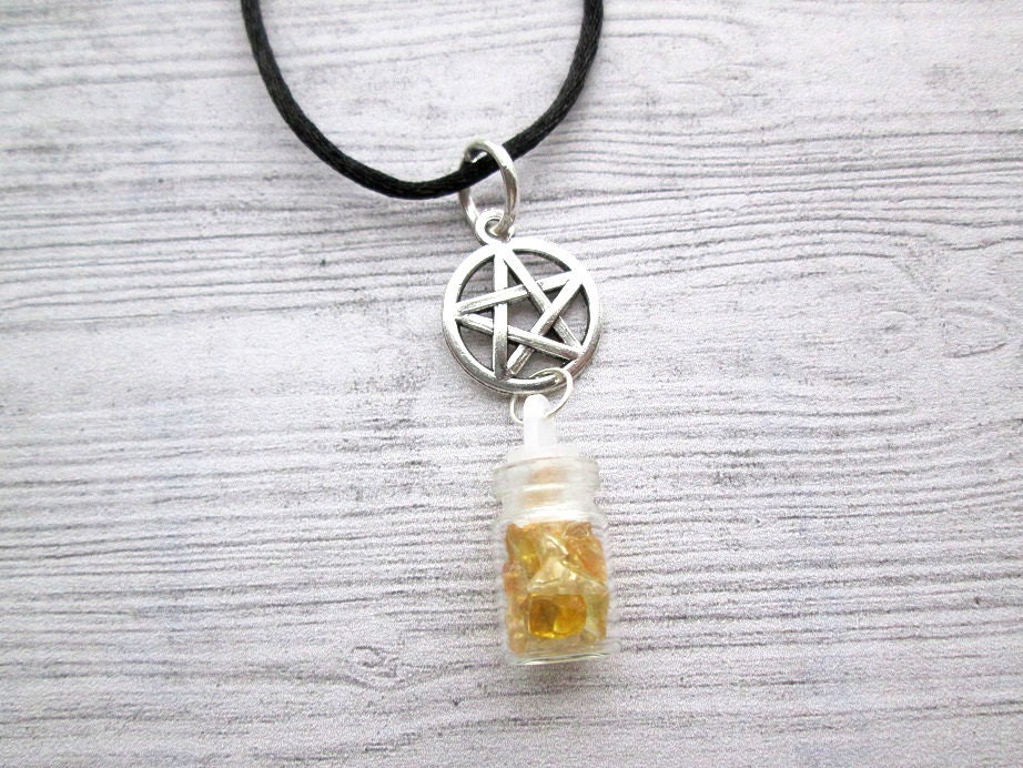 Citrine Spell charm pendant pagan pendant Spell bottle Etsy