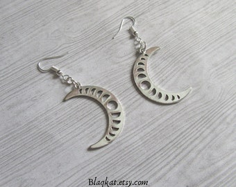 Large Moon Phase Crescent Moon Earrings, Perfect Gift for Moon Witches