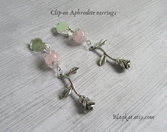 Rose Quartz Goddess Aphrodite Clip On Earrings for Women