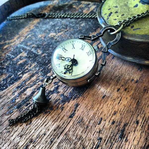 pocket watch necklace steampunk pendant antique vintage steam punk jewelry diselpunk womens bridesmade gift wedding