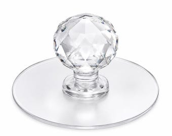 Crystal Adhesive Cabinet Knobs, Clear Faceted Drawer Handles (10 Piece)