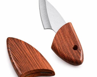 Mini Folding Utility Knife, Wooden Handle Pocket Tool, Craft & Everyday Cutting (Keychain)