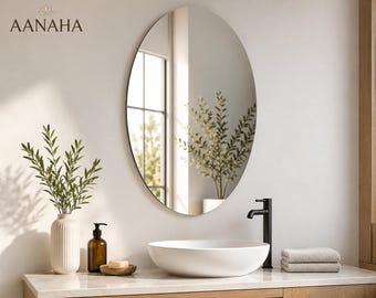 Oval Acrylic Wall Mirror, Frameless Modern Decorative Bathroom Vanity Mirror (40× 60 cm)