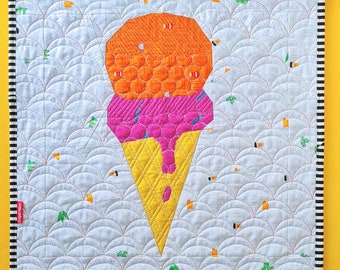 Ice Cream, Yes Please! mini quilt - mini quilt pattern - foundation paper piecing