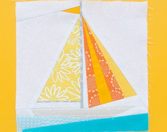 Sailboat Paper piecing pattern - Quilt block pattern