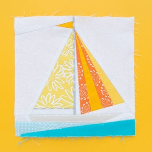 Sailboat Paper piecing pattern Quilt block pattern image 1