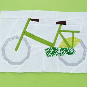 Bicycle Paper piecing pattern Quilt block pattern image 1