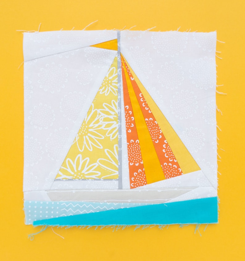 Sailboat Paper piecing pattern Quilt block pattern image 1