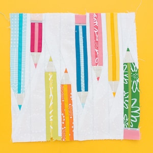 Pencils Paper piecing pattern - Quilt block pattern