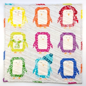Pinguïn quilt patroon - mini quilt - paper piecing patroon