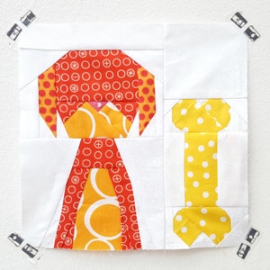 Dapper Doggy paper piecing pattern - dog quilt block - puppy quilt