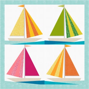 Sailboat Paper piecing pattern Quilt block pattern image 5